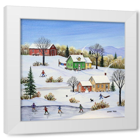 Having a Good Time White Modern Wood Framed Art Print by Mark, Sharon