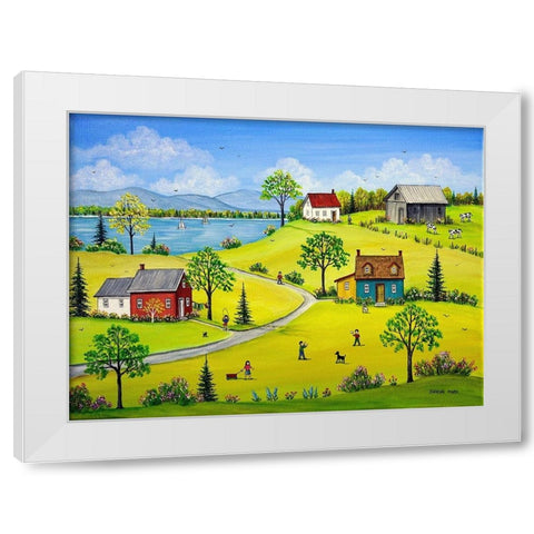 Lake Road White Modern Wood Framed Art Print by Mark, Sharon