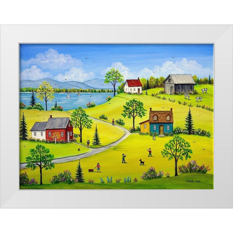 Lake Road White Modern Wood Framed Art Print by Mark, Sharon