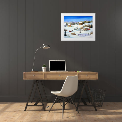 Little Homesteads White Modern Wood Framed Art Print by Mark, Sharon