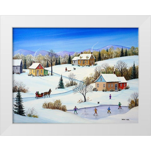 Little Homesteads White Modern Wood Framed Art Print by Mark, Sharon
