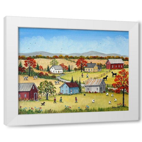 October White Modern Wood Framed Art Print by Mark, Sharon