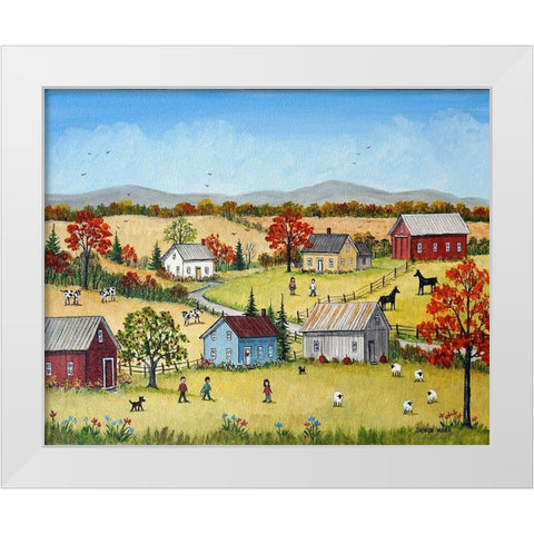 October White Modern Wood Framed Art Print by Mark, Sharon