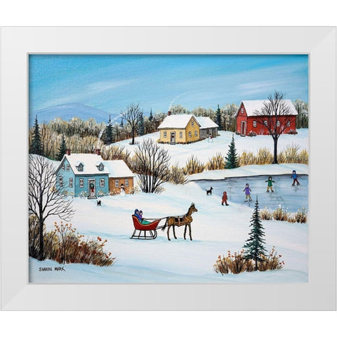 Time for a Sleigh Ride White Modern Wood Framed Art Print by Mark, Sharon