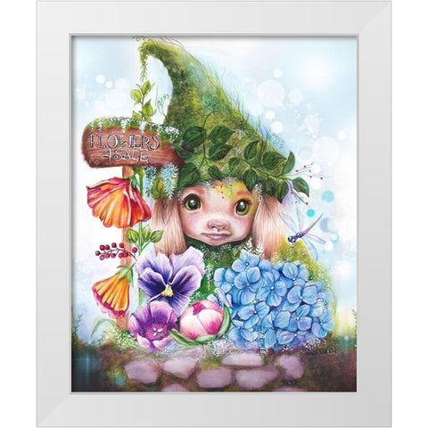 Flowers 4 Sale - Garden Whimzies White Modern Wood Framed Art Print by Sheena Pike Art