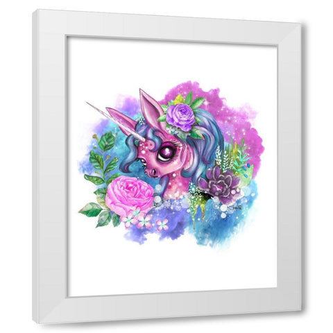 Pink Unicorn White Modern Wood Framed Art Print by Sheena Pike Art