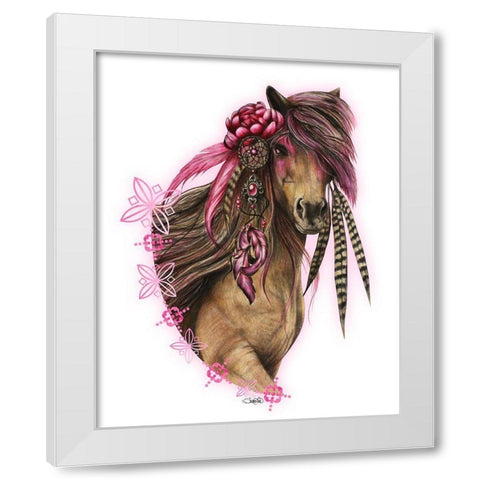 Magenta Warrior - T Shirt Design White Modern Wood Framed Art Print by Sheena Pike Art