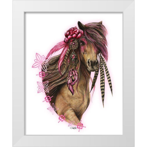Magenta Warrior - T Shirt Design White Modern Wood Framed Art Print by Sheena Pike Art