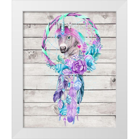 Unicorn Dream Catcher White Modern Wood Framed Art Print by Sheena Pike Art