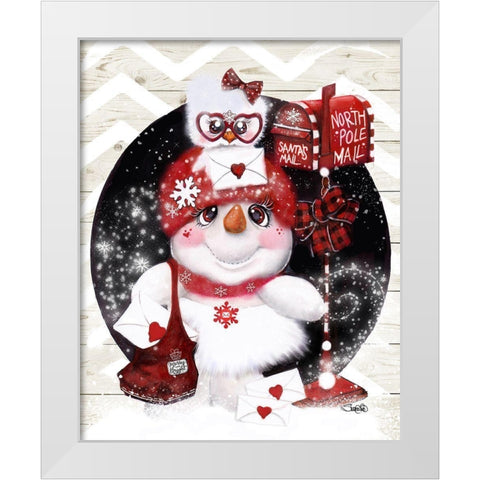 Santa Letter Delivery Snowman White Modern Wood Framed Art Print by Sheena Pike Art