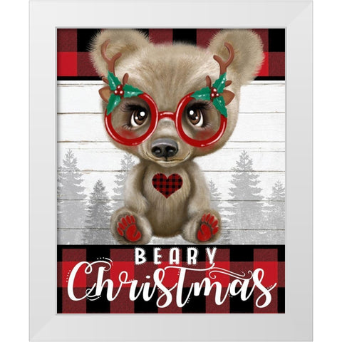 Beary Christmas White Modern Wood Framed Art Print by Sheena Pike Art