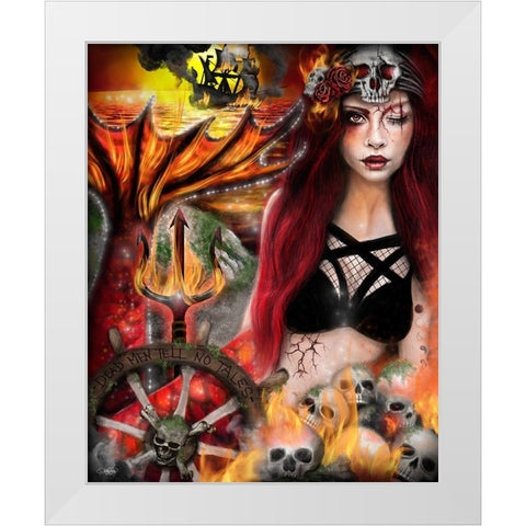 Blaze the Banished White Modern Wood Framed Art Print by Sheena Pike Art