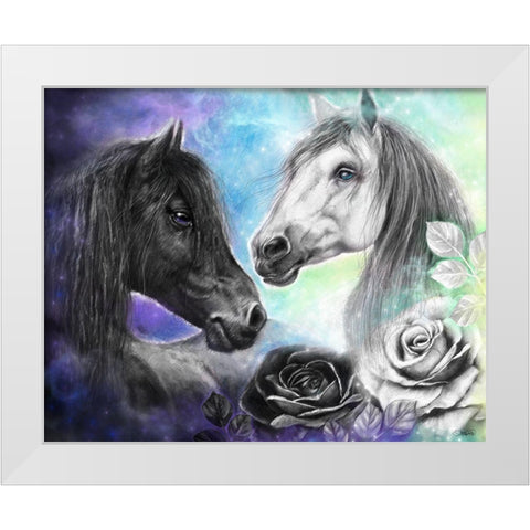 Opposites Attract - Light and Dark Horse White Modern Wood Framed Art Print by Sheena Pike Art