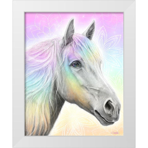 Pastel Dream Horse White Modern Wood Framed Art Print by Sheena Pike Art