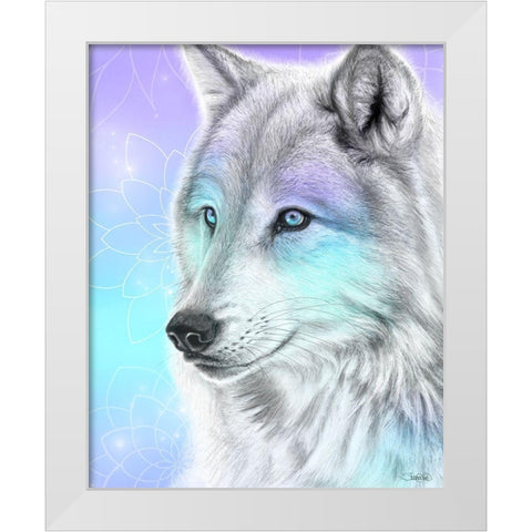 Pastel Dream Wolf White Modern Wood Framed Art Print by Sheena Pike Art