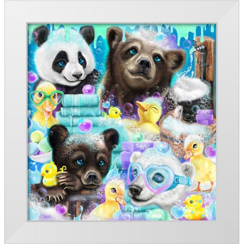 Scrub a Dub Cubs White Modern Wood Framed Art Print by Sheena Pike Art