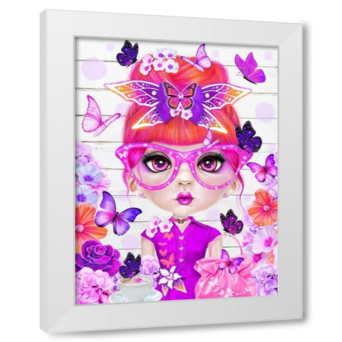 Butterfly Collector Brielle - Munchkinz White Modern Wood Framed Art Print by Sheena Pike Art
