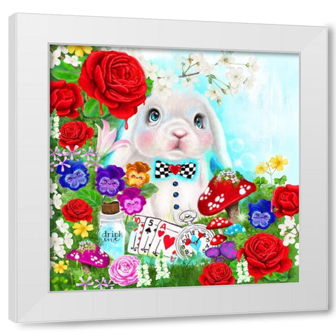 The White Rabbit White Modern Wood Framed Art Print by Sheena Pike Art
