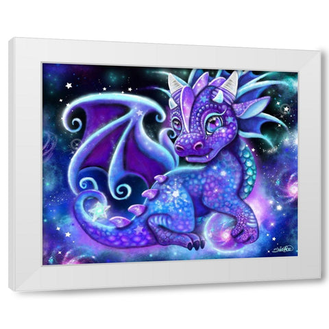 Galaxy Lil Dragonz White Modern Wood Framed Art Print by Sheena Pike Art
