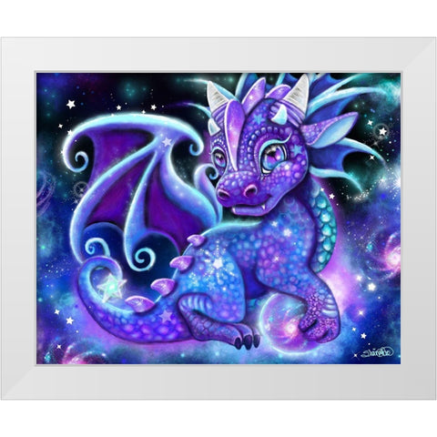 Galaxy Lil Dragonz White Modern Wood Framed Art Print by Sheena Pike Art