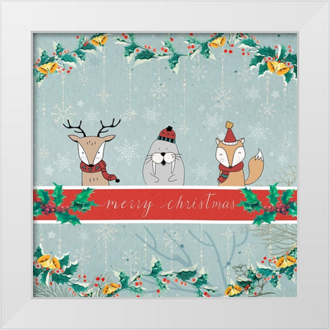 Merry Christmas White Modern Wood Framed Art Print by The Font Diva