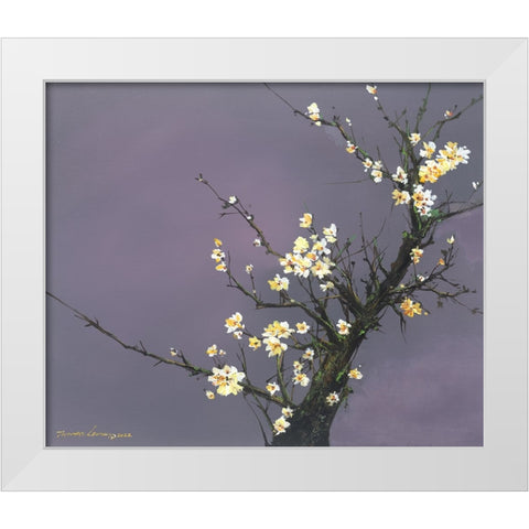 White Blossom White Modern Wood Framed Art Print by Leung, Thomas