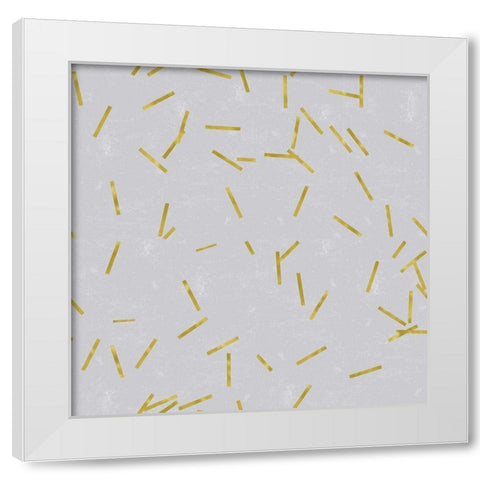 Grey Linen Golden Matchstick Confetti White Modern Wood Framed Art Print by Lavoie, Tina
