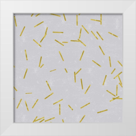 Grey Linen Golden Matchstick Confetti White Modern Wood Framed Art Print by Lavoie, Tina