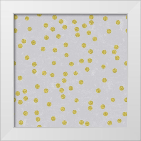 Grey Linen Golden Round Confetti White Modern Wood Framed Art Print by Lavoie, Tina