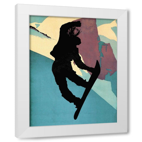Snowboarding Betty Morning Light White Modern Wood Framed Art Print by Lavoie, Tina