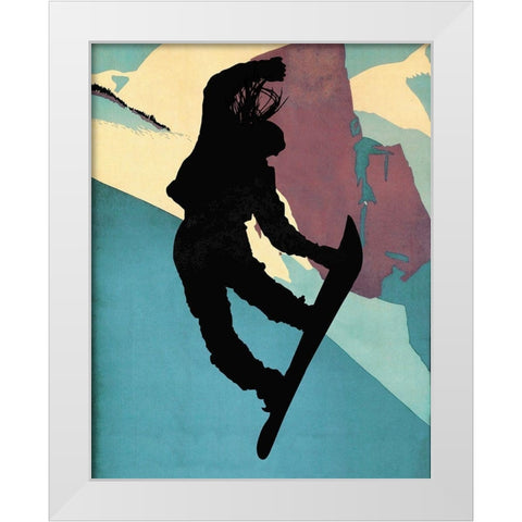 Snowboarding Betty Morning Light White Modern Wood Framed Art Print by Lavoie, Tina