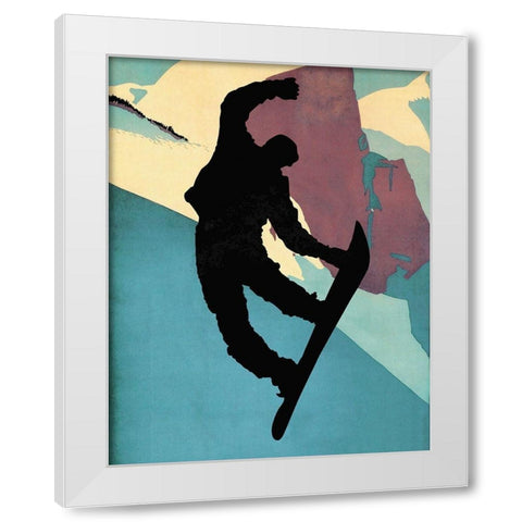 Snowboarding Dude Morning Light White Modern Wood Framed Art Print by Lavoie, Tina