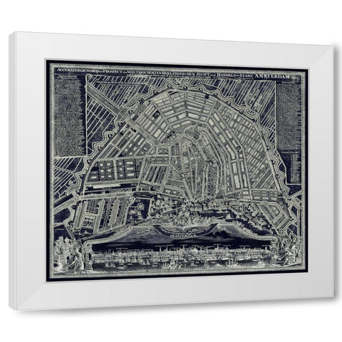 Blueprint Map of Amsterdam 1727 White Modern Wood Framed Art Print by Lavoie, Tina