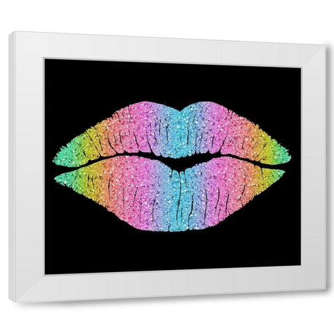 Rainbow Kissing Lips White Modern Wood Framed Art Print by Lavoie, Tina