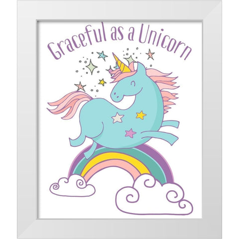 Graceful As A Unicorn Tee White Modern Wood Framed Art Print by Lavoie, Tina