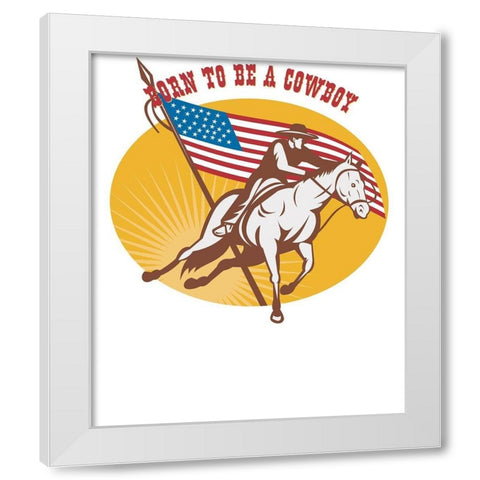Born To Be A Cowboy Rodeo White Modern Wood Framed Art Print by Lavoie, Tina