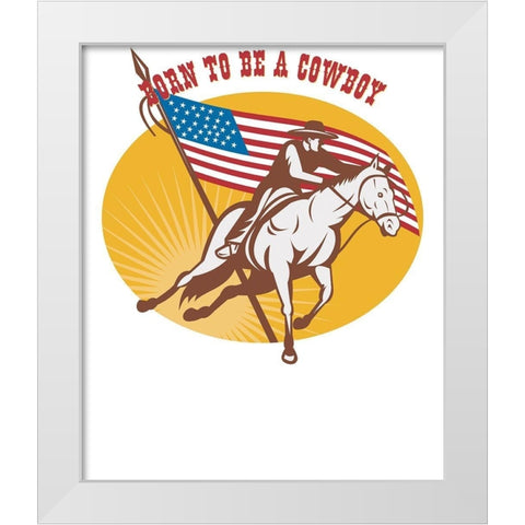 Born To Be A Cowboy Rodeo White Modern Wood Framed Art Print by Lavoie, Tina