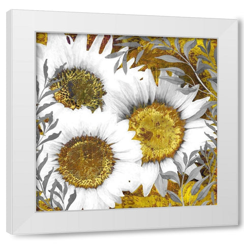 Gray Day Sunflowers White Modern Wood Framed Art Print by Lavoie, Tina