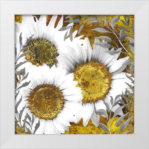 Gray Day Sunflowers White Modern Wood Framed Art Print by Lavoie, Tina