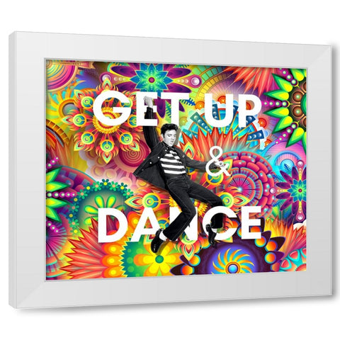Get Up and Dance Elvis Psychodelic White Modern Wood Framed Art Print by Mitchell, Tina
