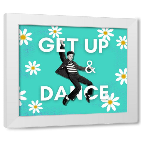 Get Up and Dance Elvis Daisy White Modern Wood Framed Art Print by Mitchell, Tina
