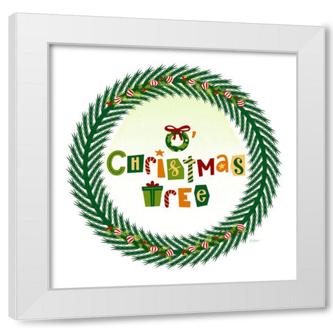 OChristmas Tree Wreath White Modern Wood Framed Art Print by Mitchell, Tina