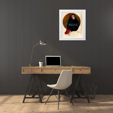 Breathe White Modern Wood Framed Art Print by TMBorenstein