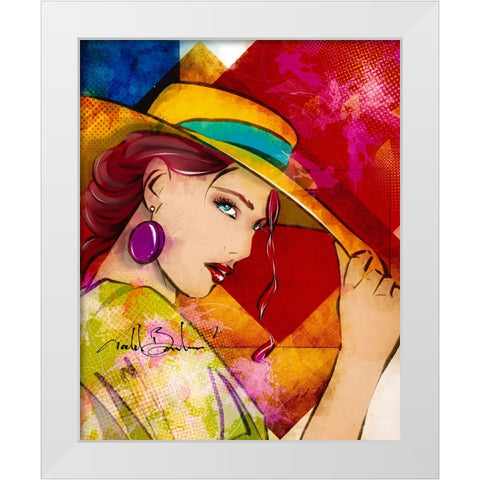 54 Tip Of The Hat White Modern Wood Framed Art Print by TMBorenstein