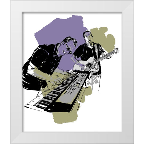 Music Night White Modern Wood Framed Art Print by TMBorenstein