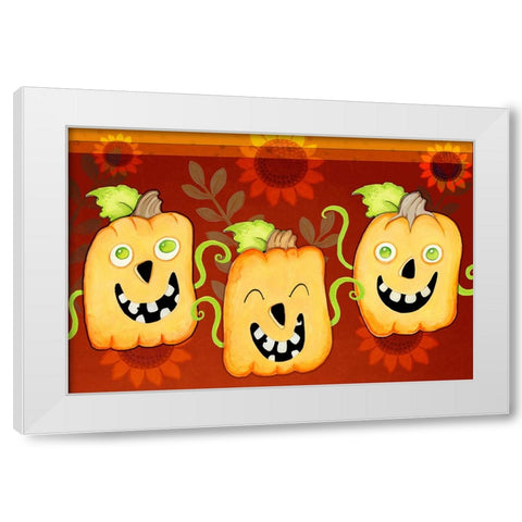 Three In A Row White Modern Wood Framed Art Print by Wade, Valarie