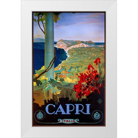 Capri Italia White Modern Wood Framed Art Print by Vintage Apple Collection