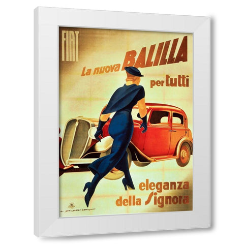 Dudovich-Fiat White Modern Wood Framed Art Print by Vintage Apple Collection