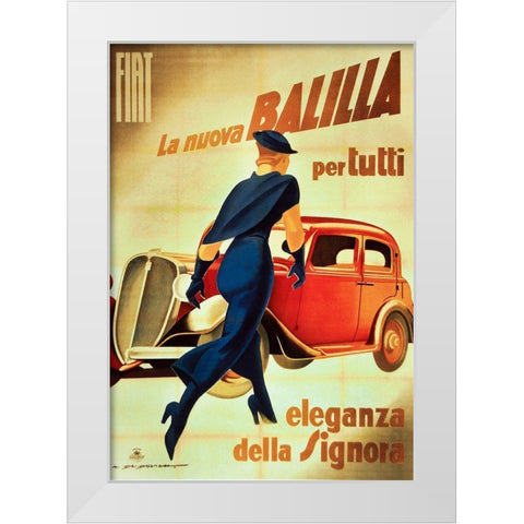 Dudovich-Fiat White Modern Wood Framed Art Print by Vintage Apple Collection