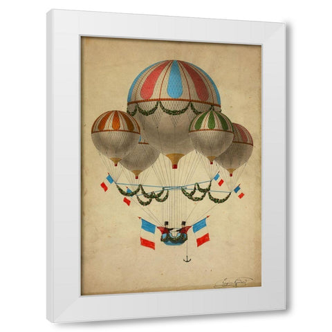 Hot Air Balloon 17 White Modern Wood Framed Art Print by Vintage Apple Collection